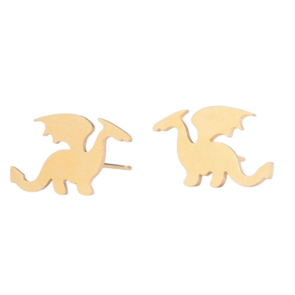 Dainty Dragon Gold Tone or Silver Tone Earrings NWT - Picture 2 of 9
